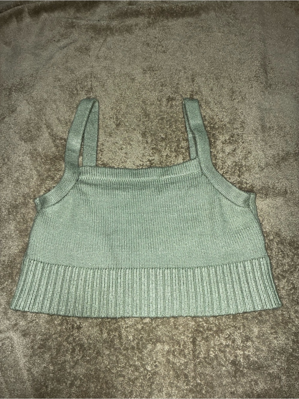 Garage Sage Green Cropped Knit Tank Top